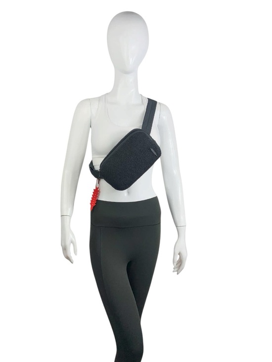 Thacker Black Teddy Fleece Emery Sling Bag Crossbody Belt Bag NWT main image 8